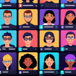 **A vibrant, diverse online community interacting around a digital artwork displayed on a futuristic interface. Focus on the sense of collaboration, shared ownership, and excitement. Include elements like avatars, chat windows, and voting icons to represent decentralized decision-making. Style: Digital art, bright colors, dynamic composition.**