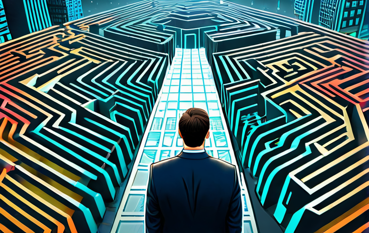 Regulatory Maze**
"A lawyer in a fully clothed, professional business suit stands in front of a complex, colorful maze representing NFT regulations. The maze is filled with signs like 'Securities Laws,' 'Tax Implications,' 'IP Rights.' The lawyer looks thoughtful and slightly overwhelmed. Background: A stylized cityscape with blockchain patterns. Safe for work, appropriate content, professional, perfect anatomy, correct proportions, well-formed hands, fully clothed, high quality, digital art."
**