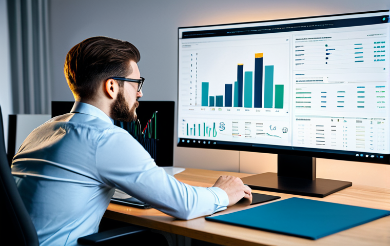NFT 투자 성공을 위한 전문가 팁 - NFT Research**
"A young professional sitting at a modern desk, reviewing charts and data on a large...